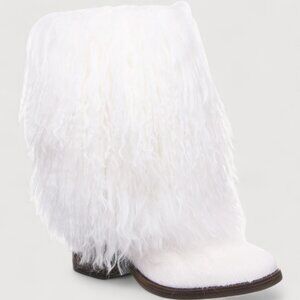 Bearpaw Botica White Shearling Wool Curly Lamb Fur Mongolian Sherpa Heel Boots 6